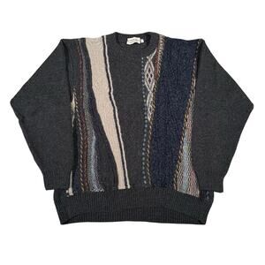 Vintage 90s Sweater Coogi Style Textured Knit Abstract Pattern Made in Italy M
